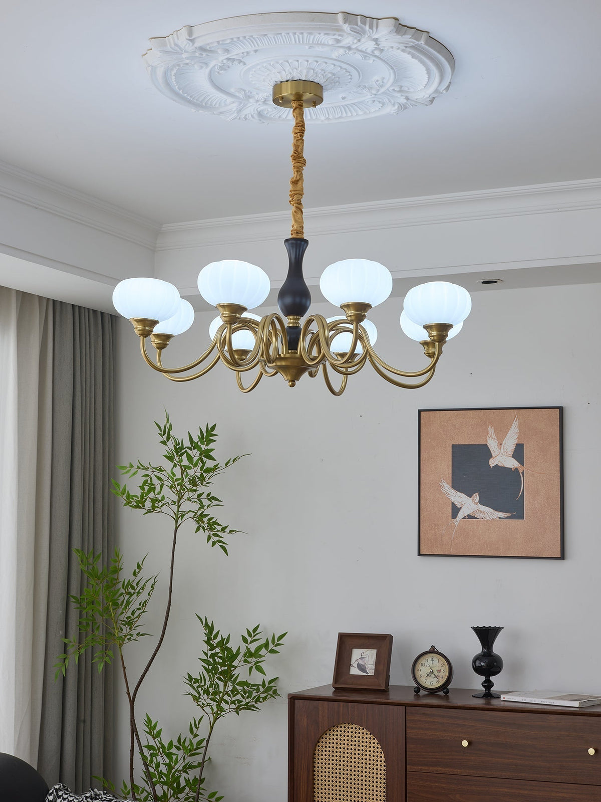 Lustre Ulysse en bois et verre – vue 30