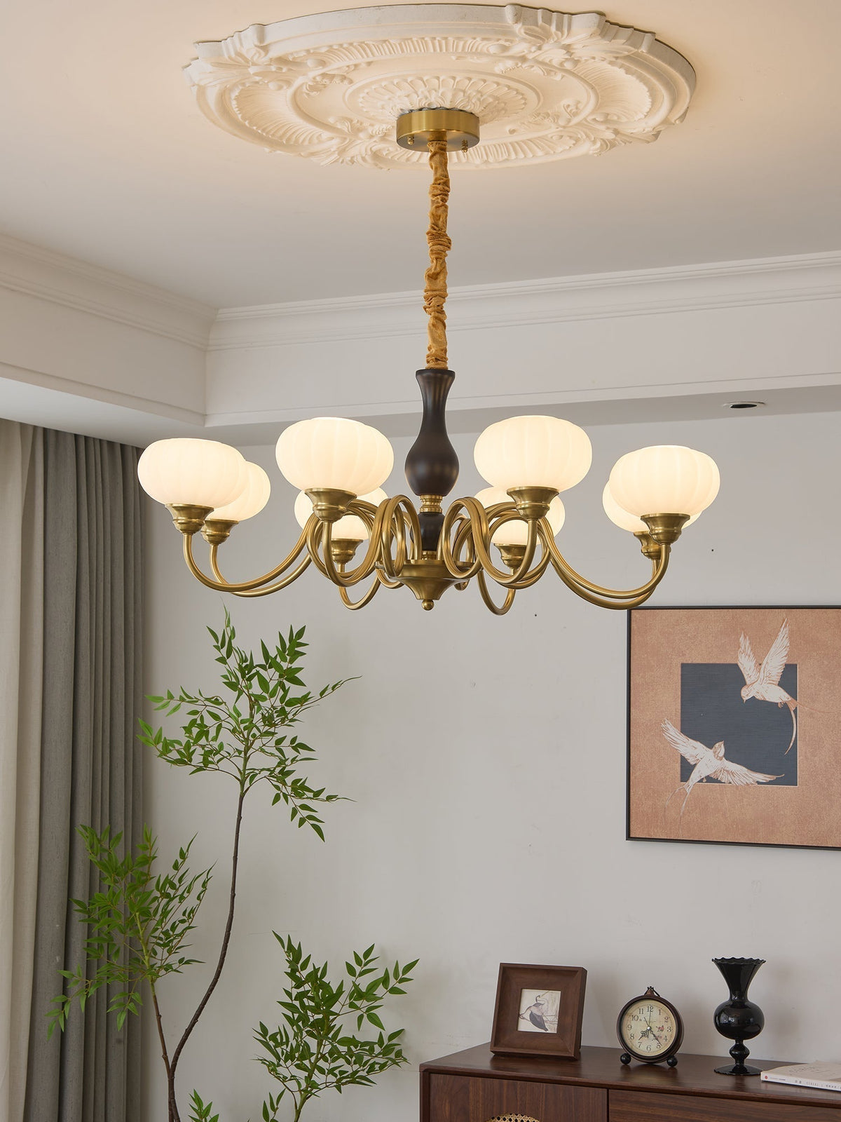 Lustre Ulysse en bois et verre – vue 12