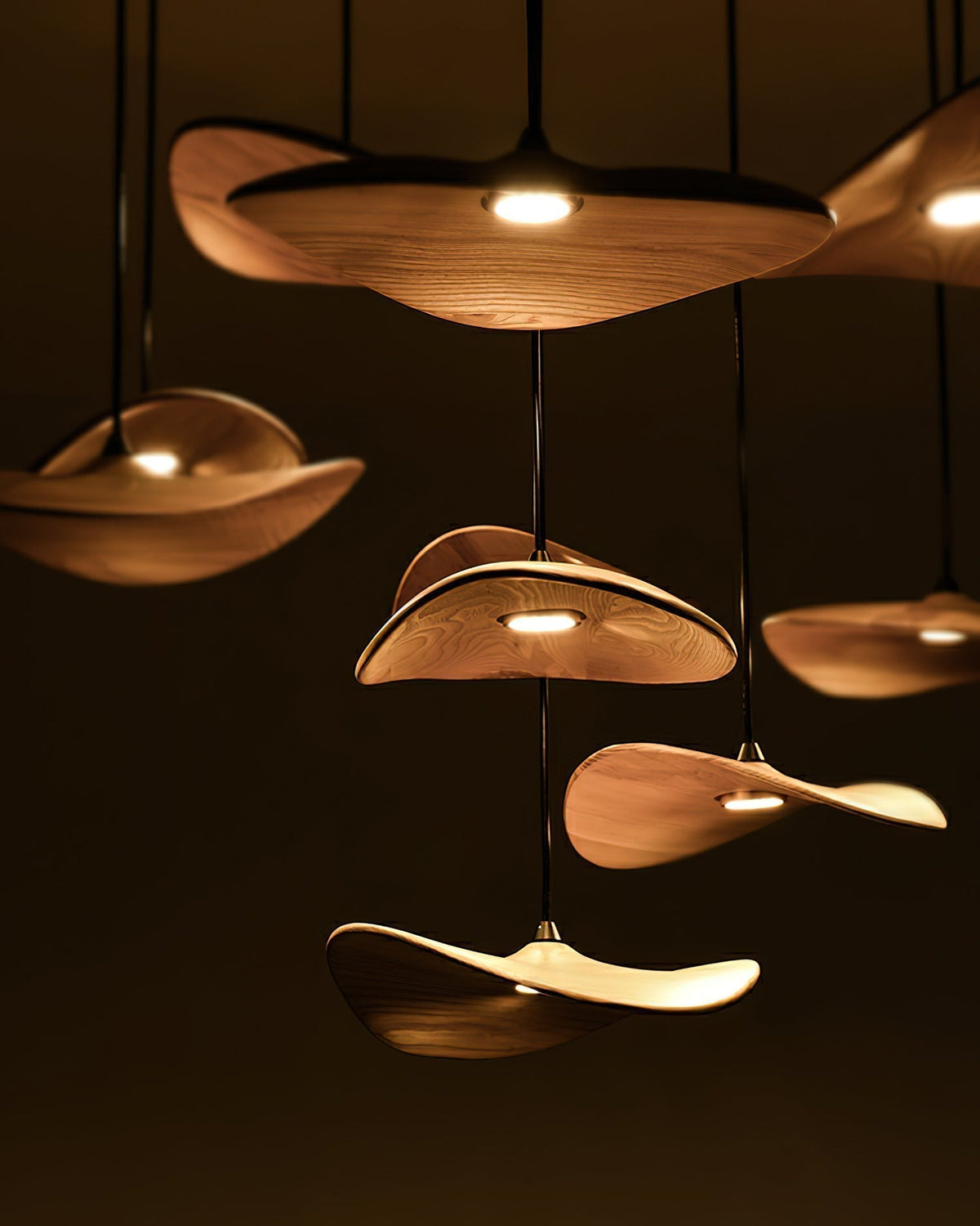 Lustre Saule en bois et métal – vue 7