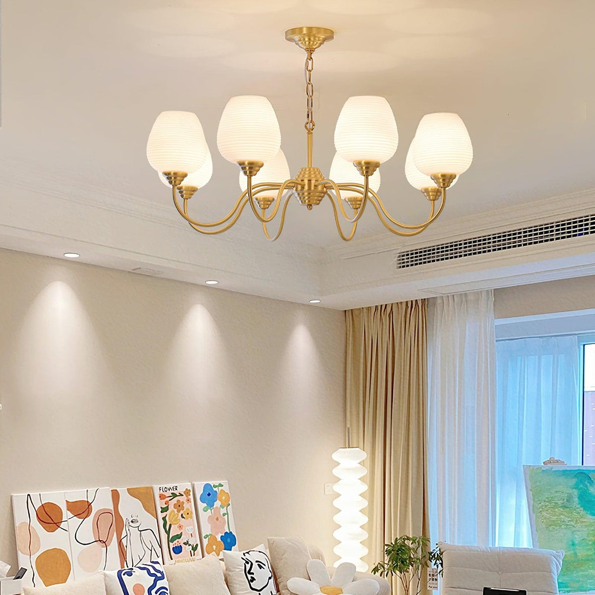 Lustre Mascaret en verre et laiton – vue 17