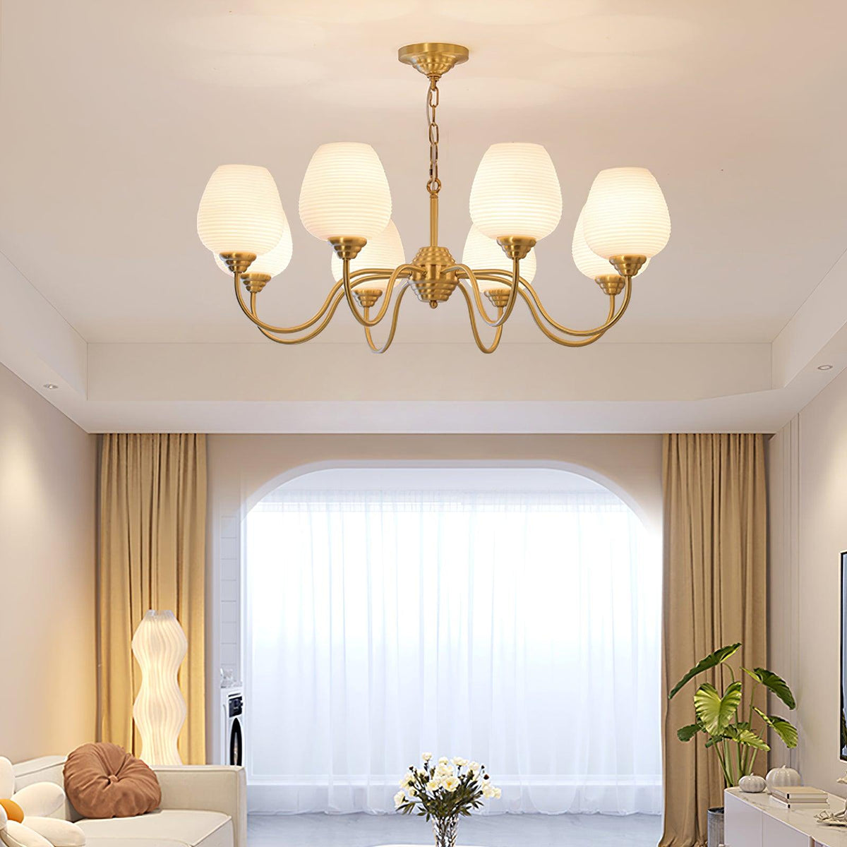 Lustre Mascaret en verre et laiton – vue 19