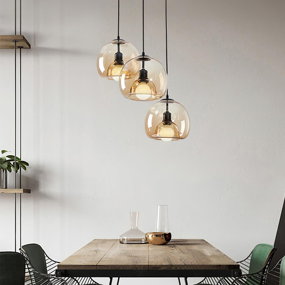 Suspension Océane en verre et métal – vue 2
