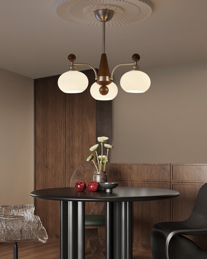 Lustre Armelle en verre et bois – vue 15