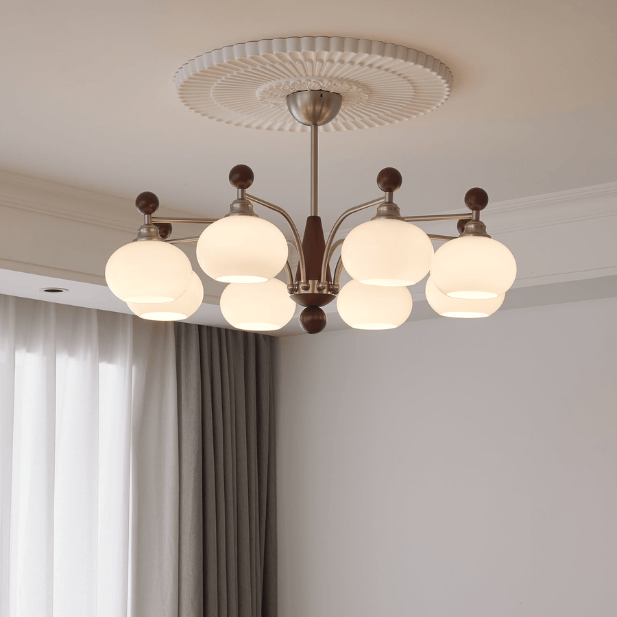 Lustre Armelle en verre et bois – vue 4