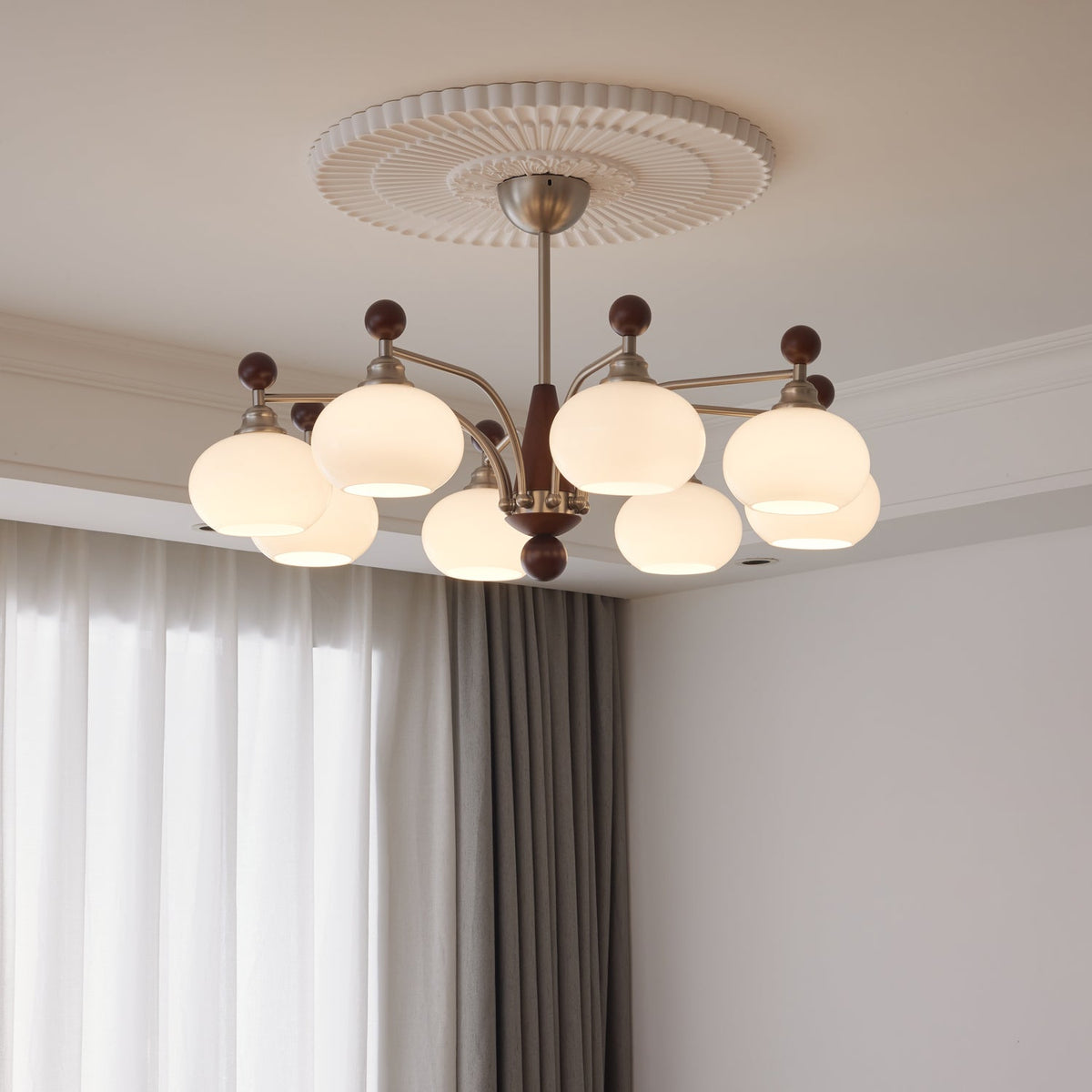 Lustre Armelle en verre et bois – vue 10