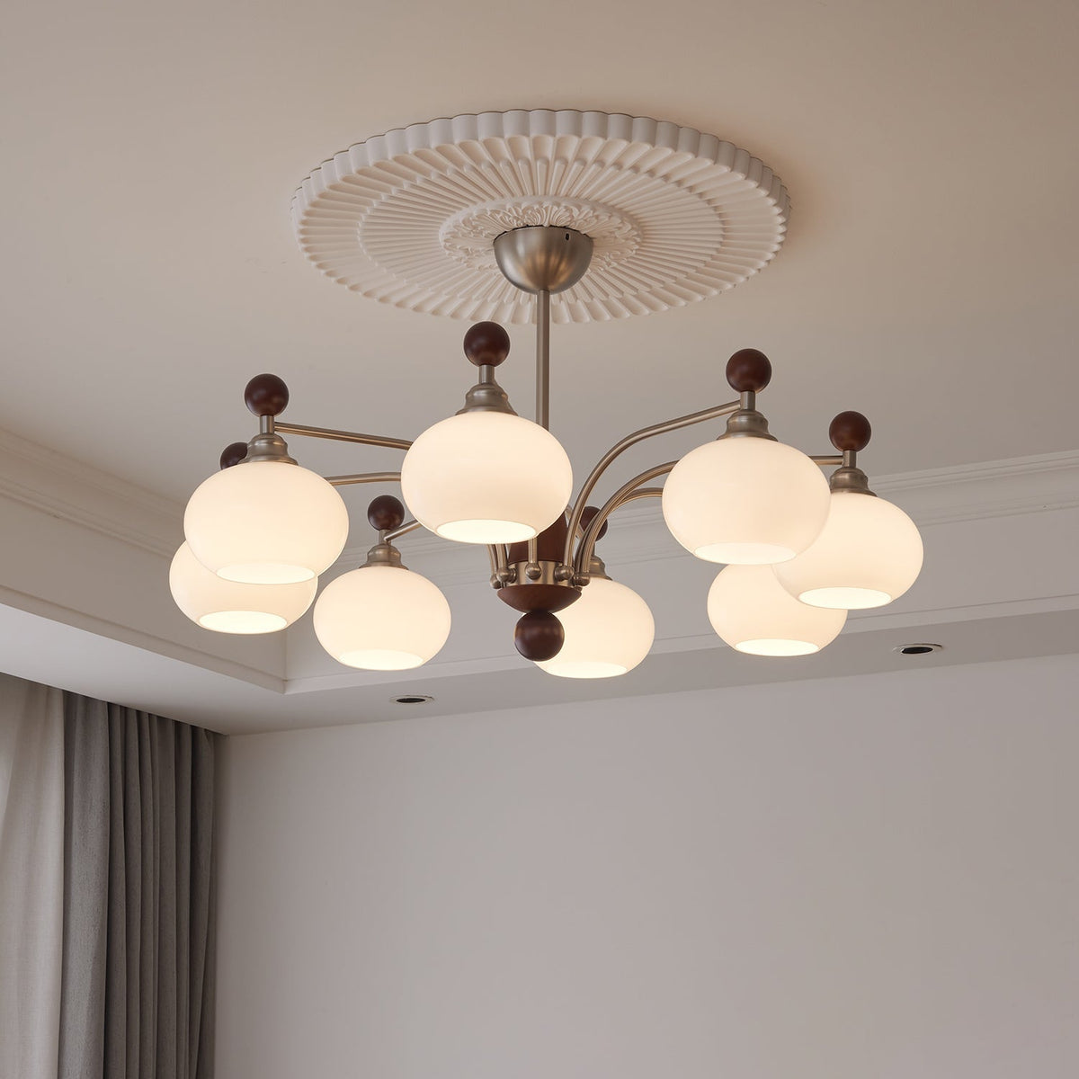 Lustre Armelle en verre et bois – vue 8