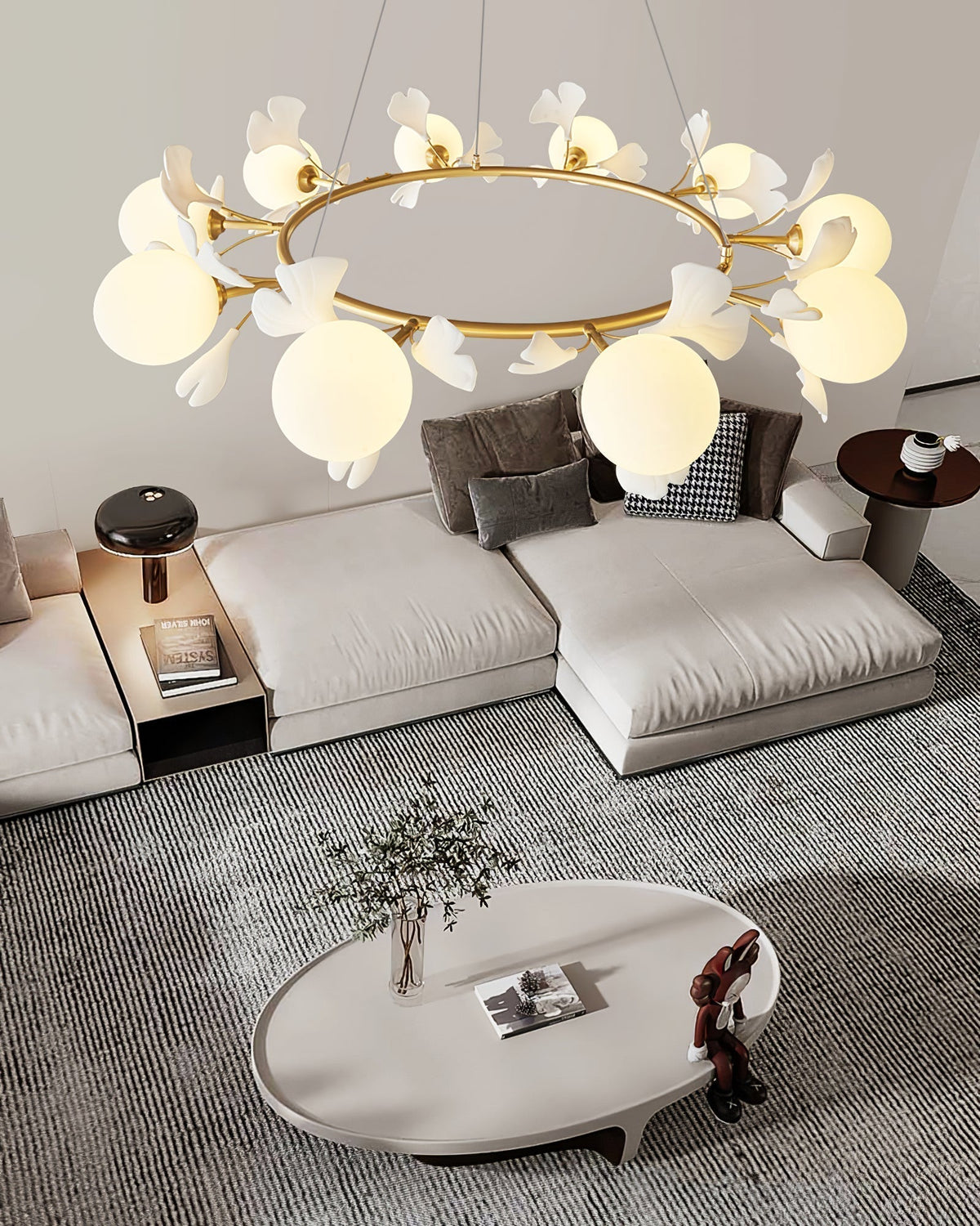 Lustre Lisbonne en céramique et laiton – vue 28