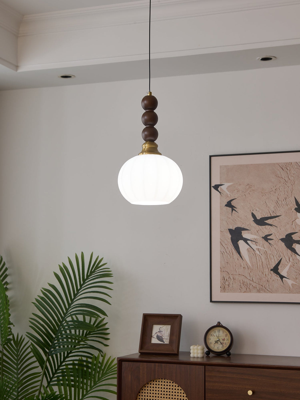 Suspension Piana en verre et bois – vue 8