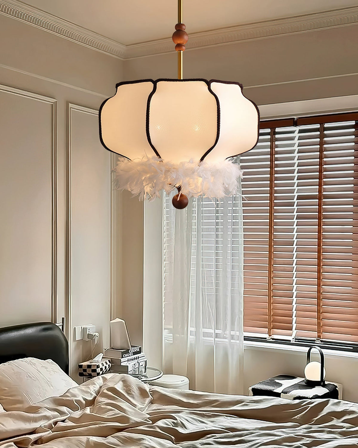 Suspension Chrysanthème en tissu et bois – vue 15