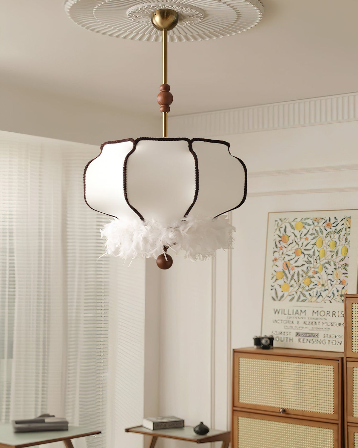 Suspension Chrysanthème en tissu et bois – vue 17