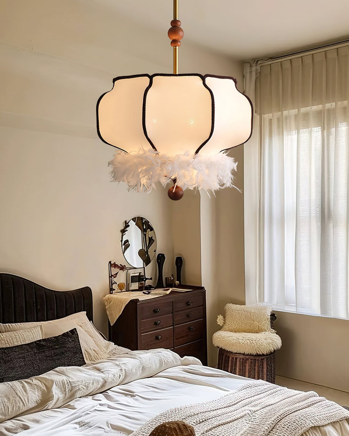 Suspension Chrysanthème en tissu et bois – vue 18