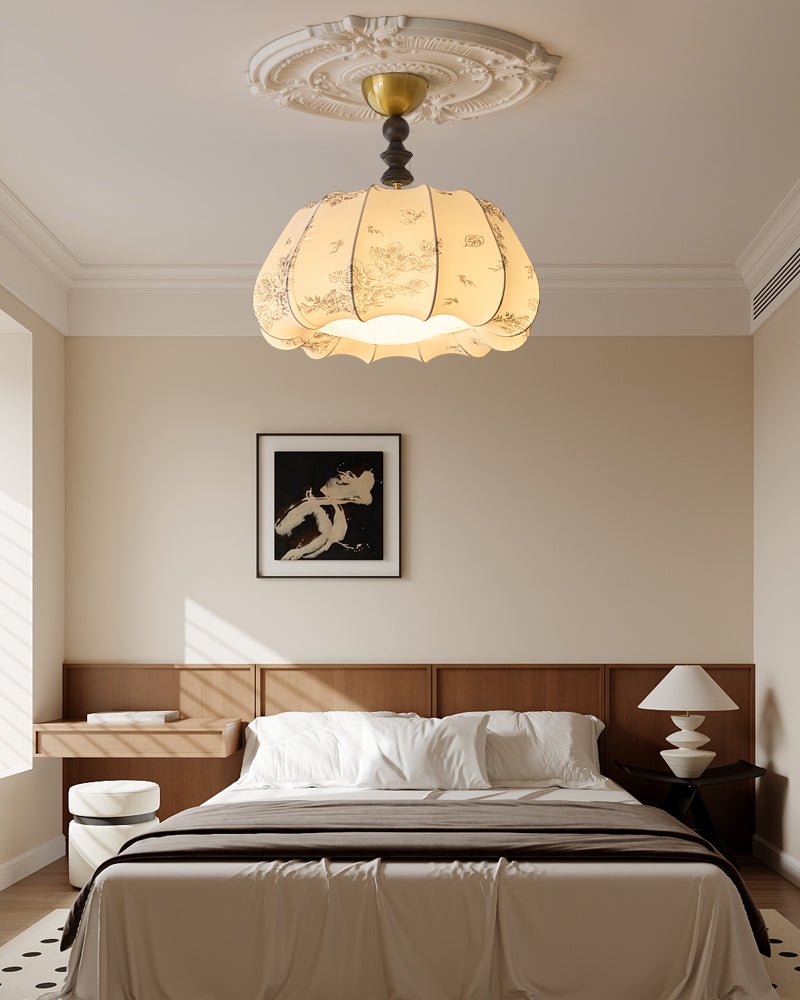 Plafonnier Tourbillon en tissu et bois – vue 11