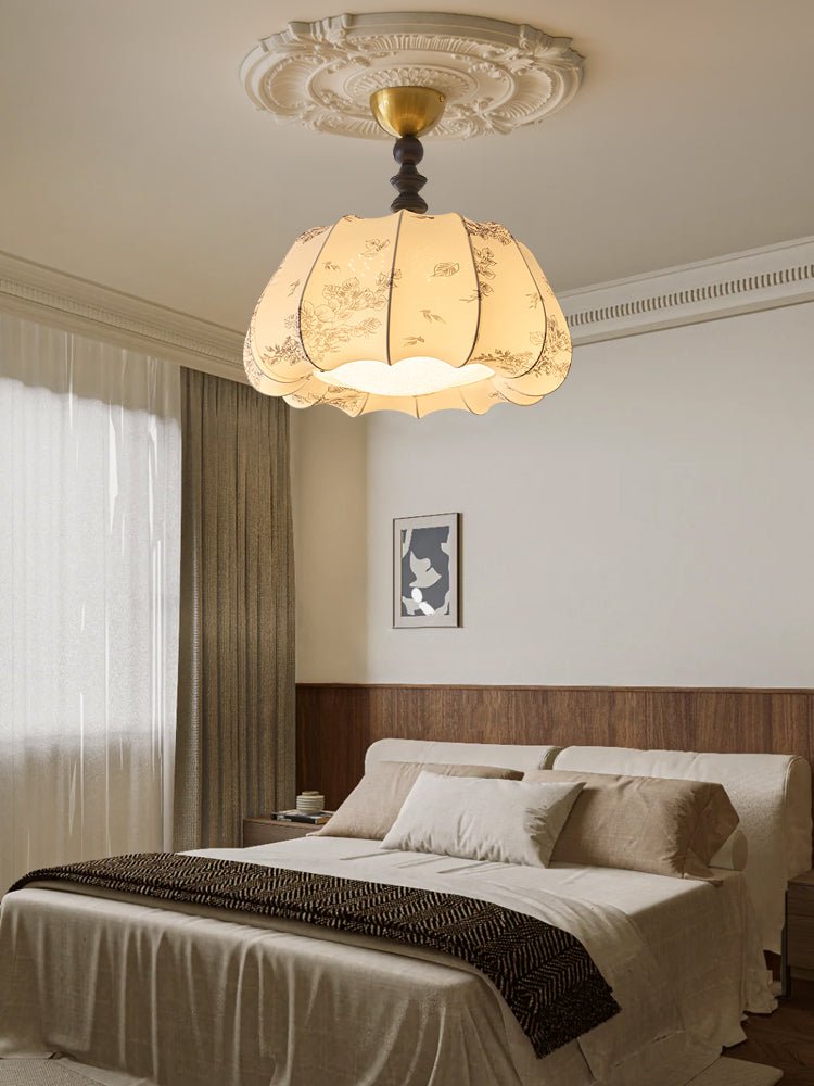 Plafonnier Tourbillon en tissu et bois – vue 2