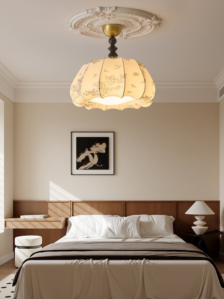 Plafonnier Tourbillon en tissu et bois – vue 3