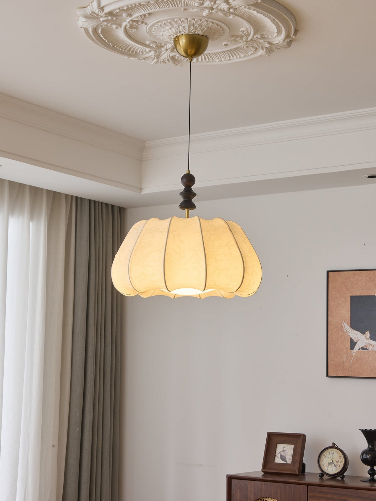 Suspension Chandelle en bois et tissu – vue 12