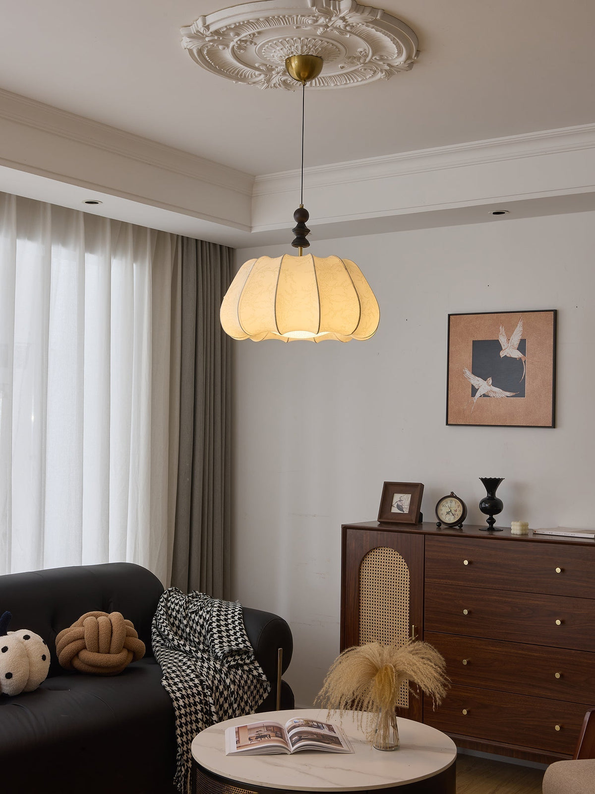 Suspension Chandelle en bois et tissu – vue 7