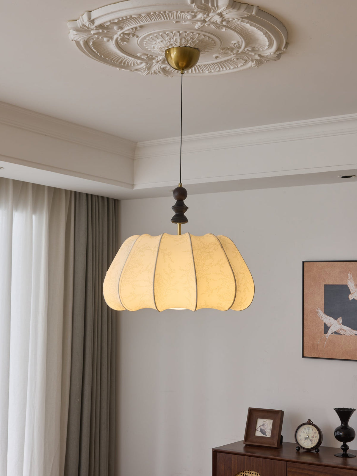 Suspension Chandelle en bois et tissu – vue 8