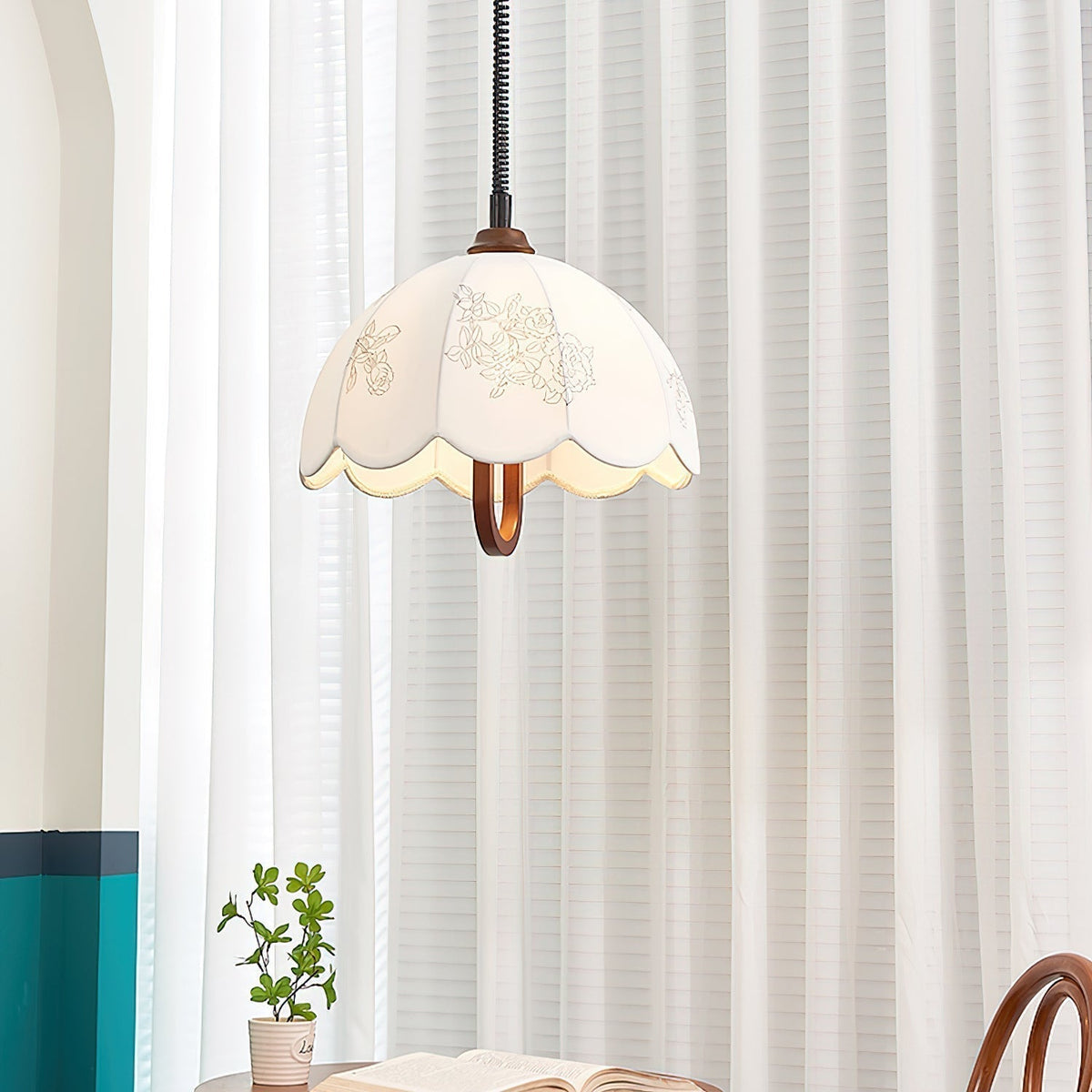 Suspension Isola en bois et tissu – vue 2