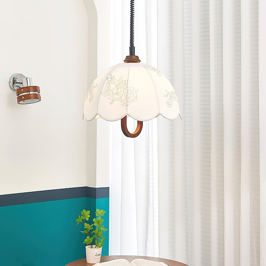 Suspension Isola en bois et tissu – vue 3