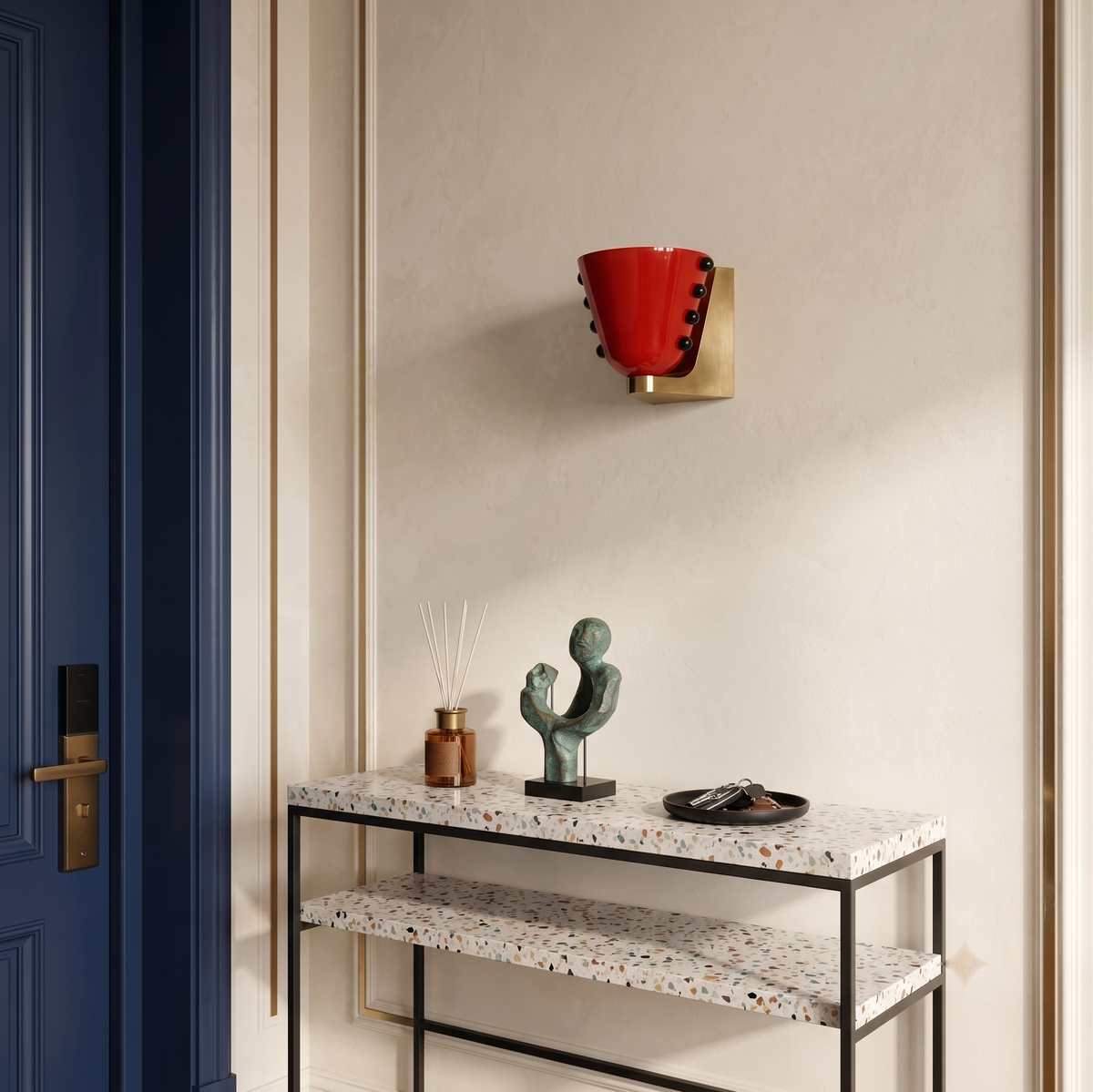 Applique Murale Vitrail, verre teinté à cabochons – vue 3