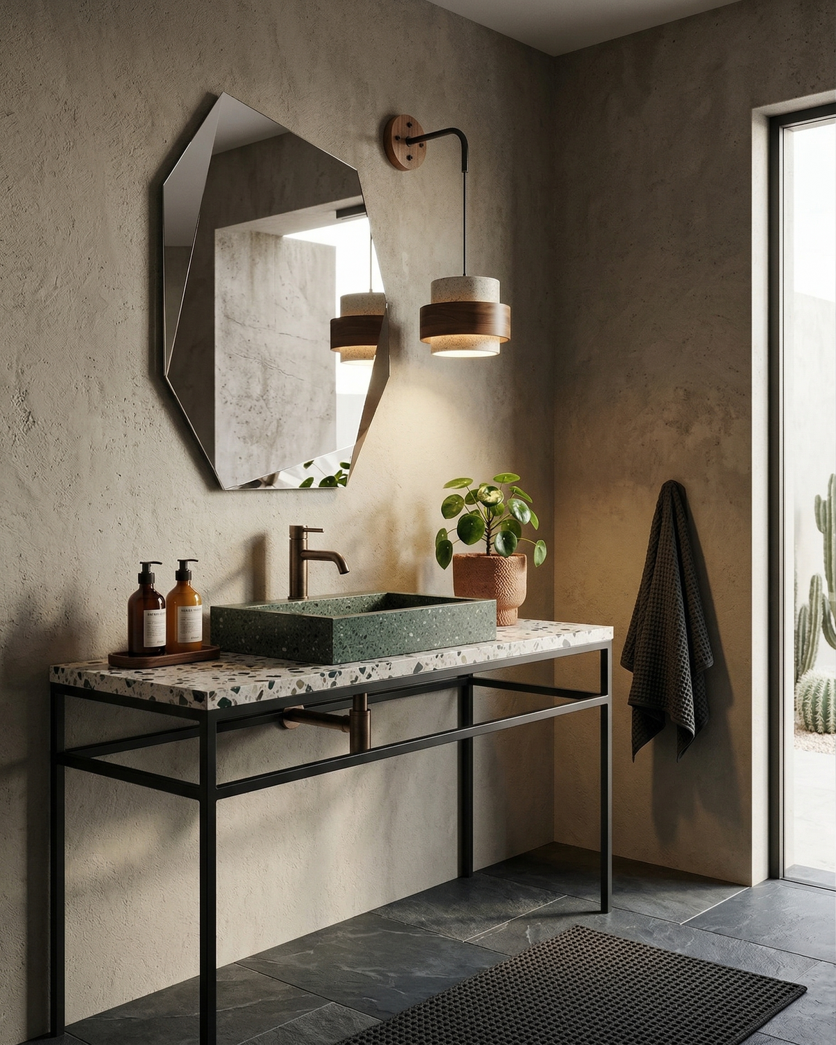 Applique Murale Pendule en travertin et bois – vue 6