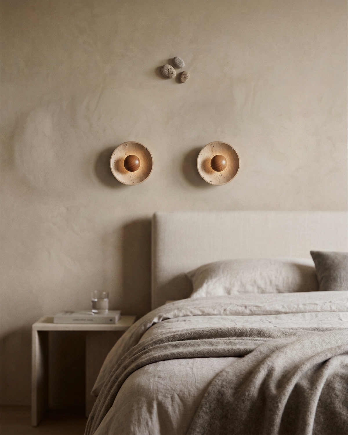 Applique Murale Anneau en travertin et bois – vue 4