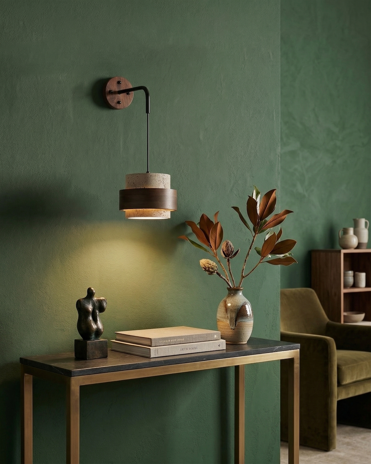 Applique Murale Pendule en travertin et bois – vue 7