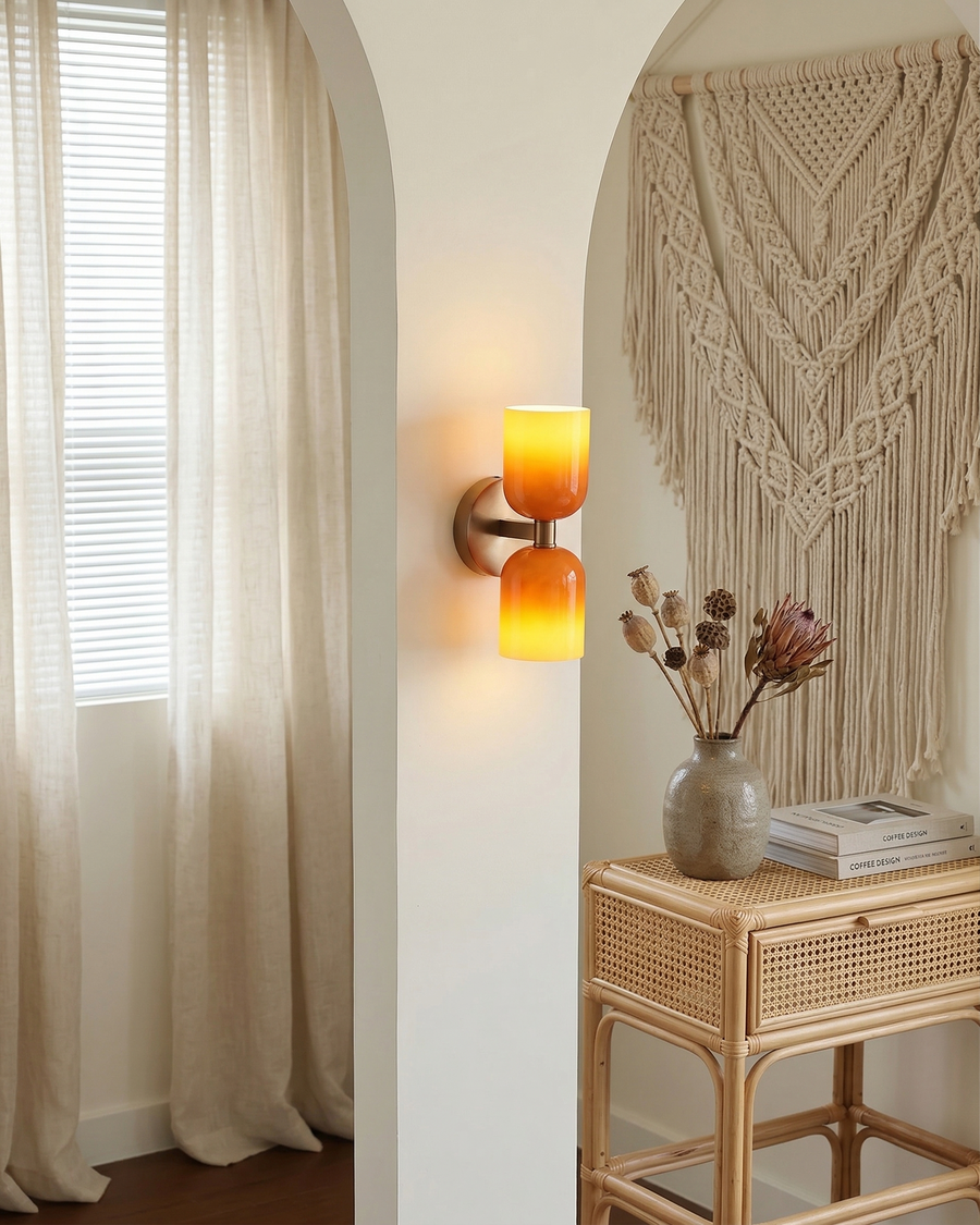 Applique Murale Ambre en verre et métal doré – vue 5