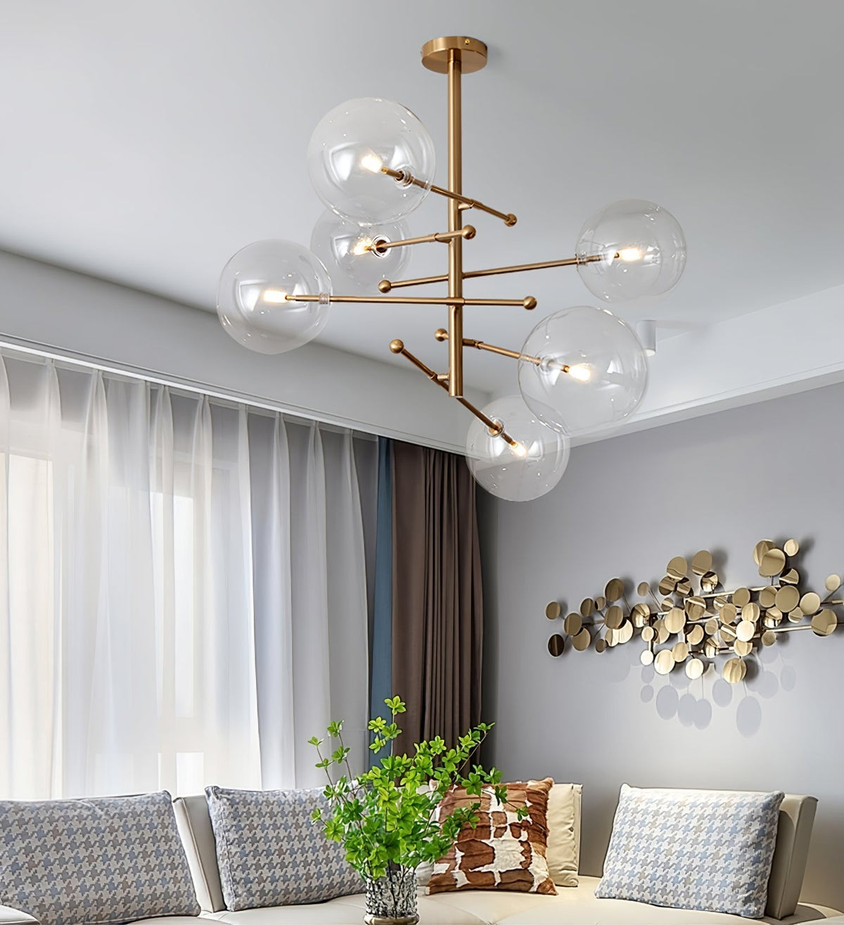 Lustre Boudoir en verre et métal – vue 2