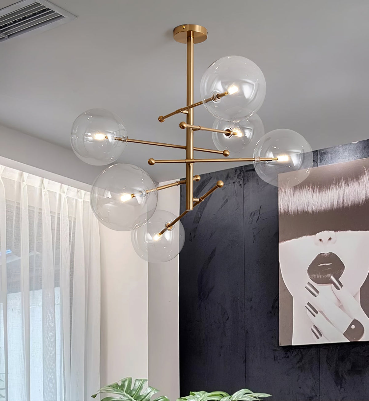 Lustre Boudoir en verre et métal – vue 16