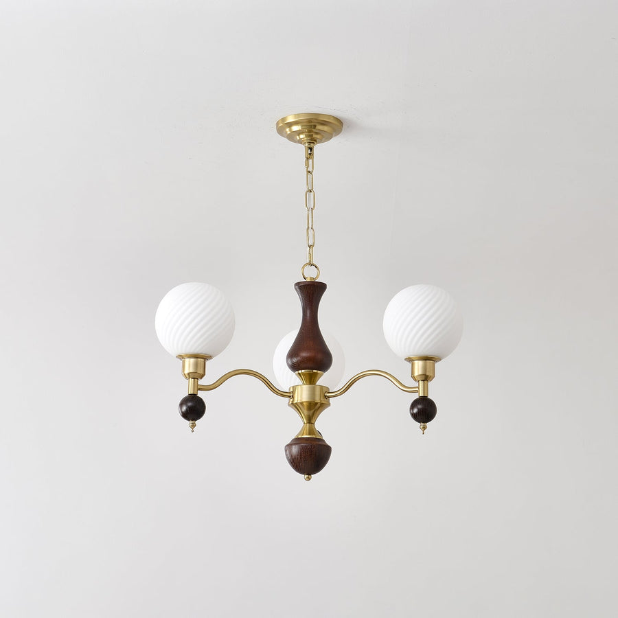 Lustre Bandol en noyer et verre – vue 2