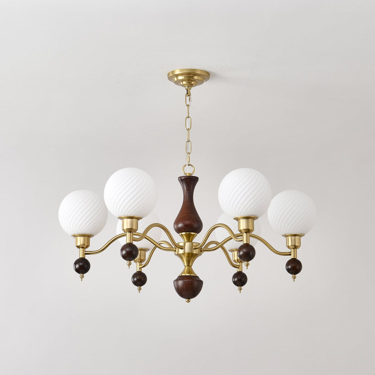 Lustre Bandol en noyer et verre – vue 10