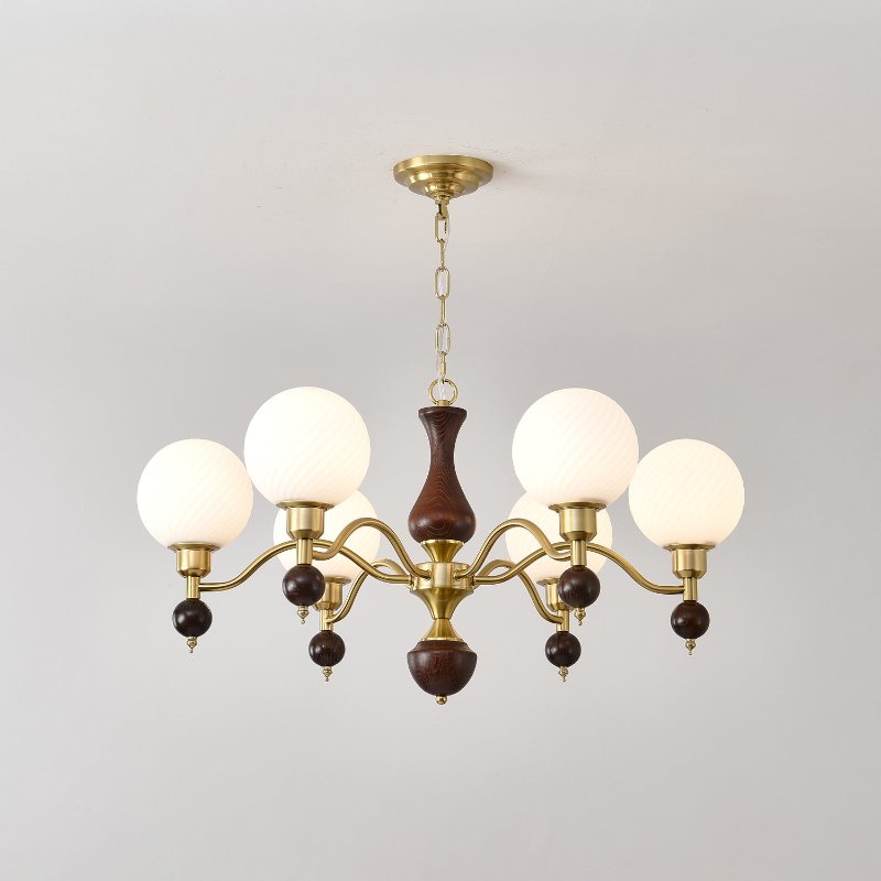 Lustre Bandol en noyer et verre – vue 18