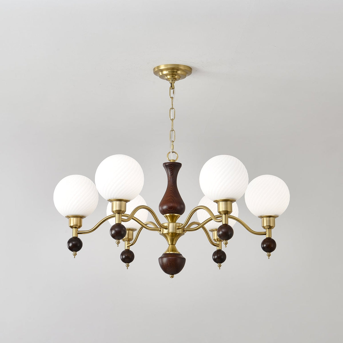Lustre Bandol en noyer et verre – vue 7