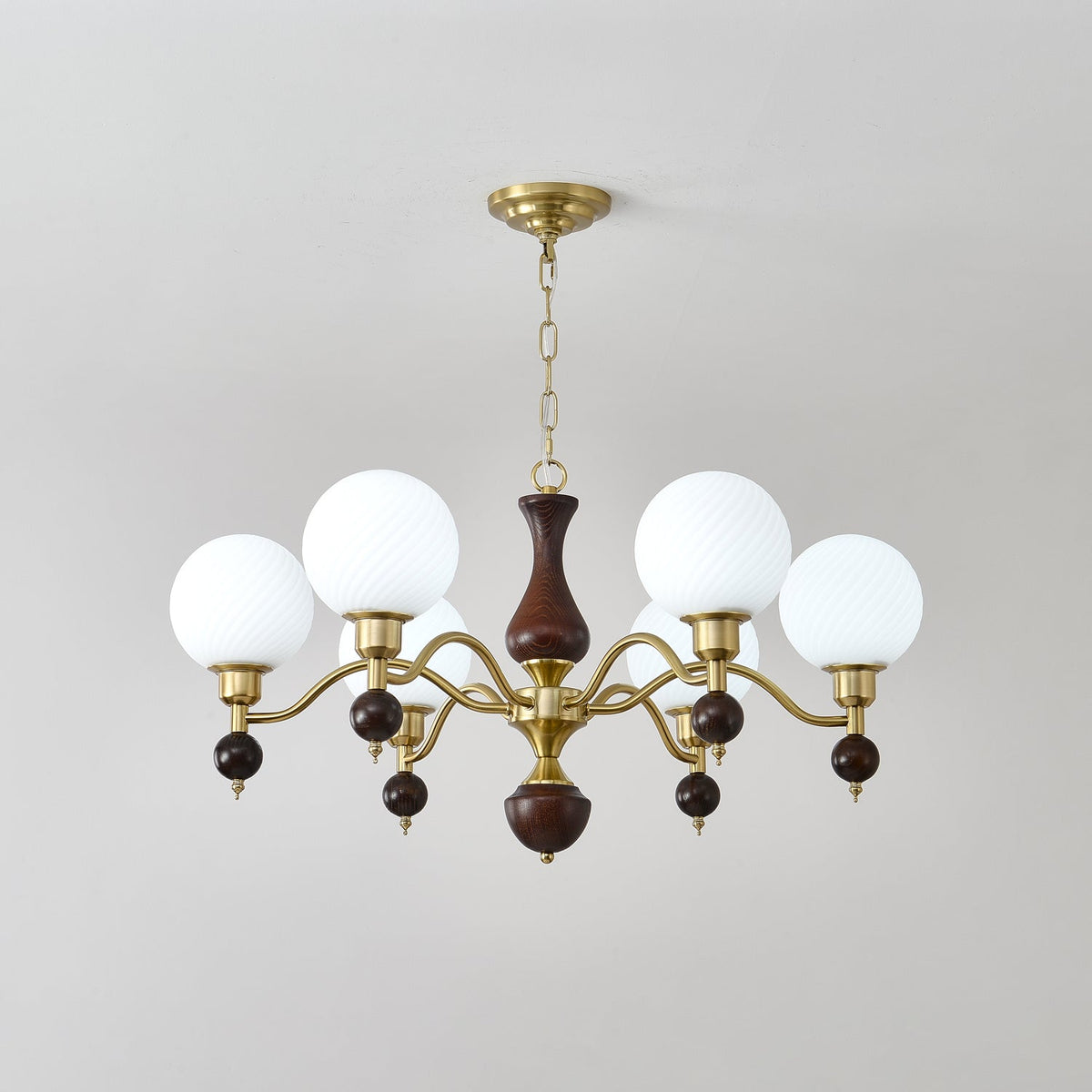 Lustre Bandol en noyer et verre – vue 8