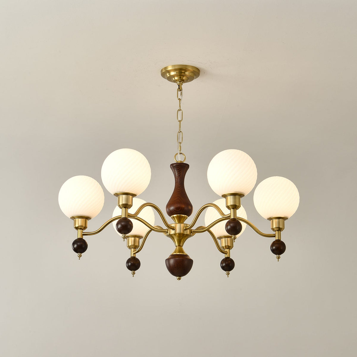 Lustre Bandol en noyer et verre – vue 30