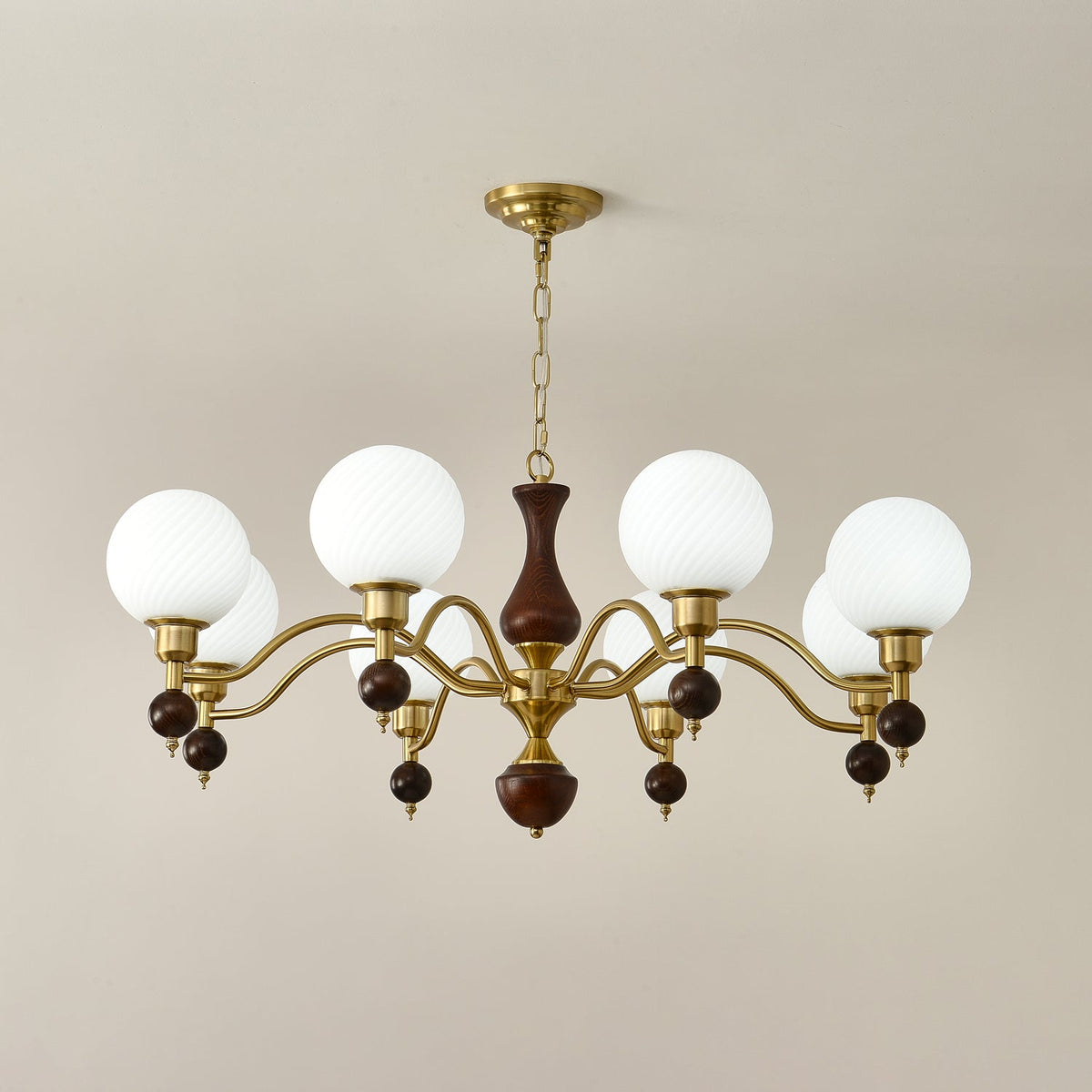 Lustre Bandol en noyer et verre – vue 9