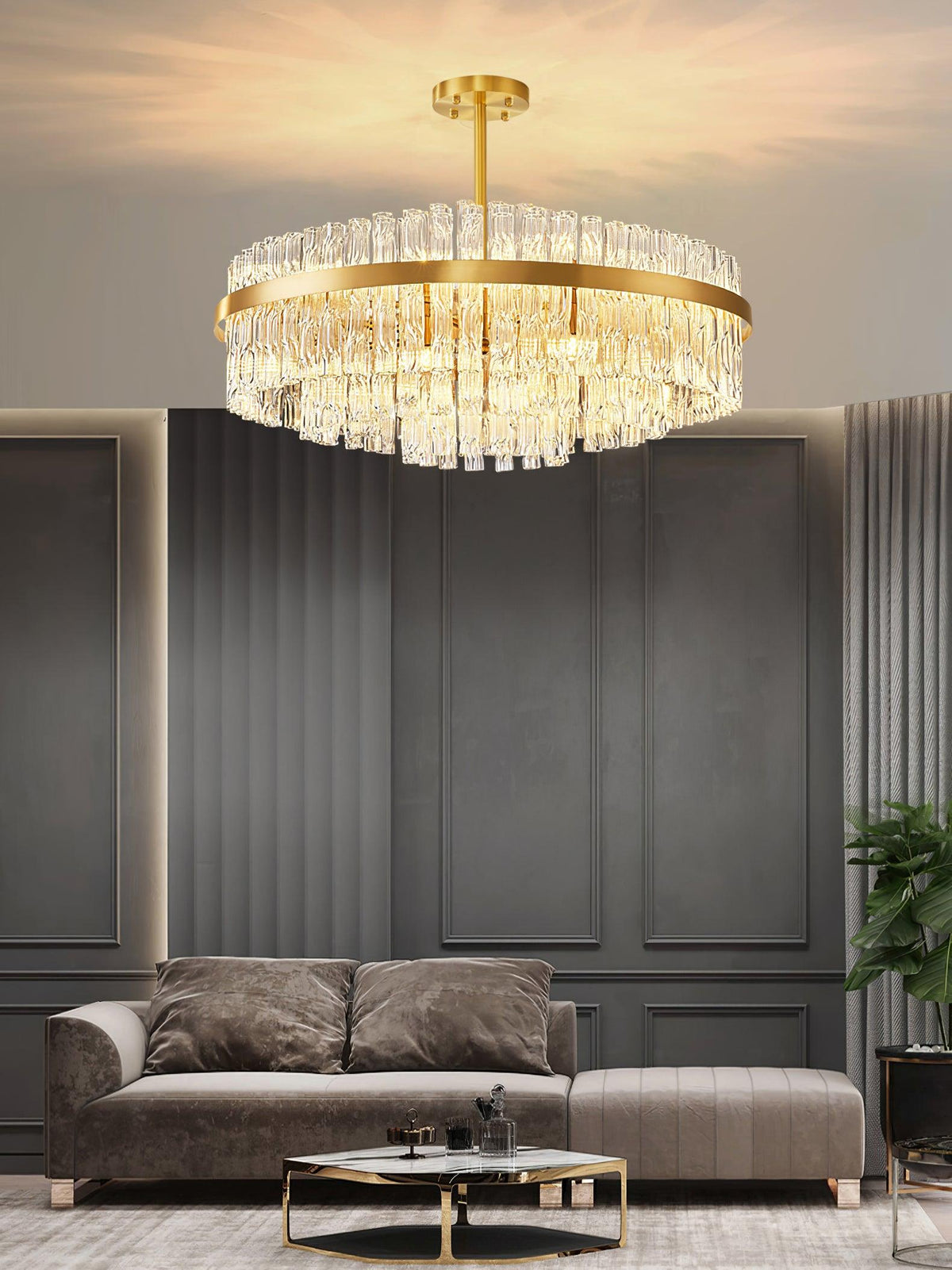 Lustre Hespéride en verre et fer – vue 25