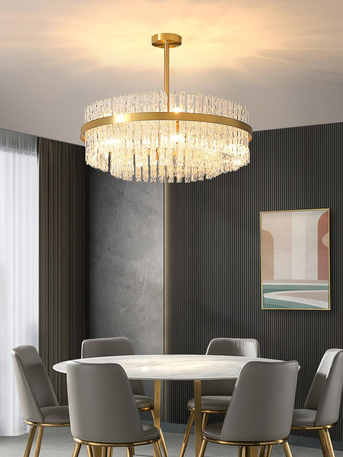 Lustre Hespéride en verre et fer – vue 12