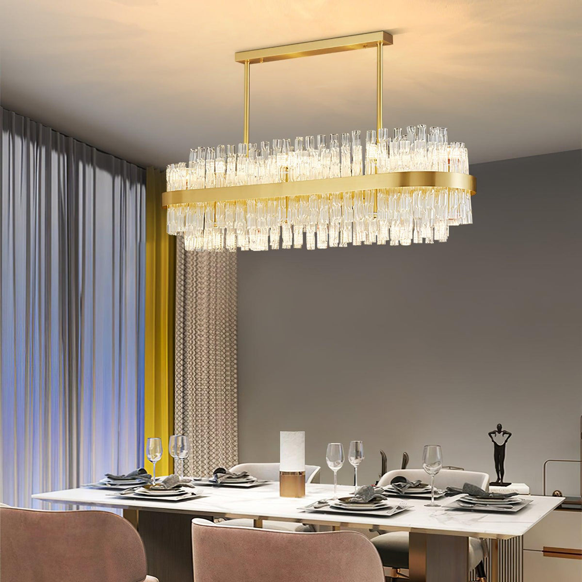 Lustre Hespéride en verre et fer – vue 20