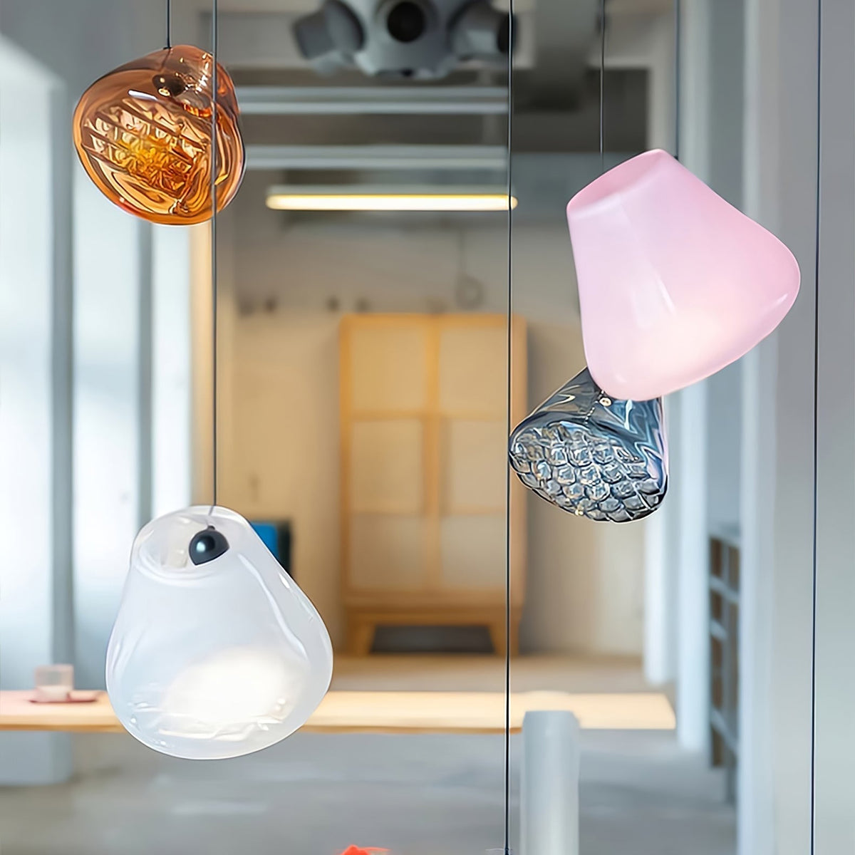 Suspension Florentine en verre et métal – vue 18
