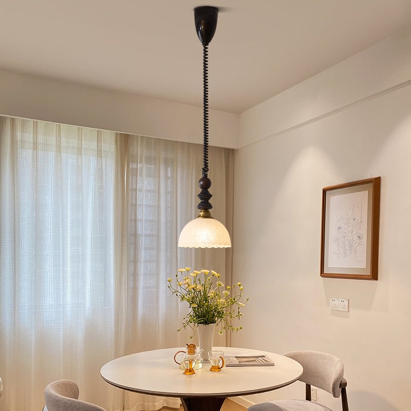 Suspension Margelle en bois et verre – vue 3
