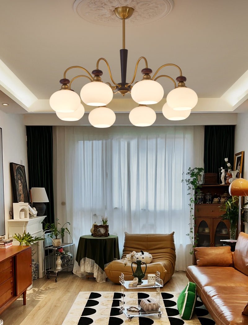 Lustre Hermine en verre et bois – vue 8