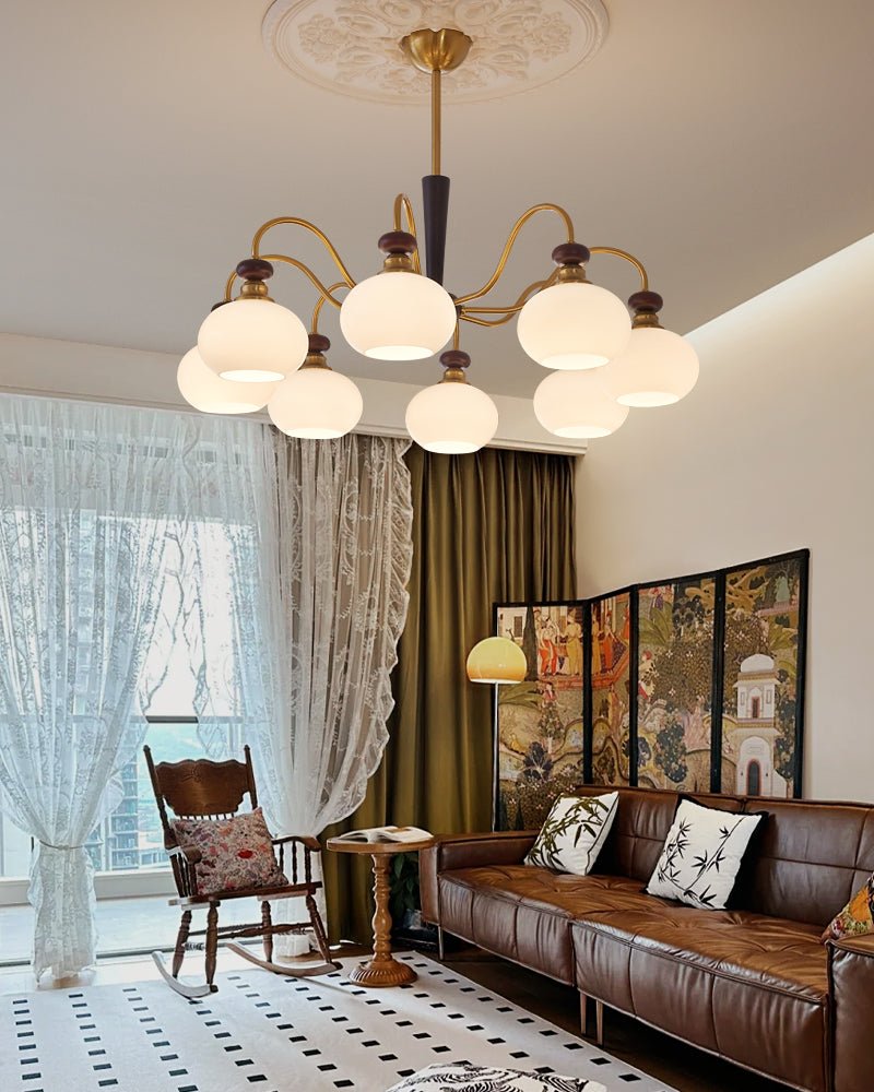 Lustre Hermine en verre et bois – vue 9