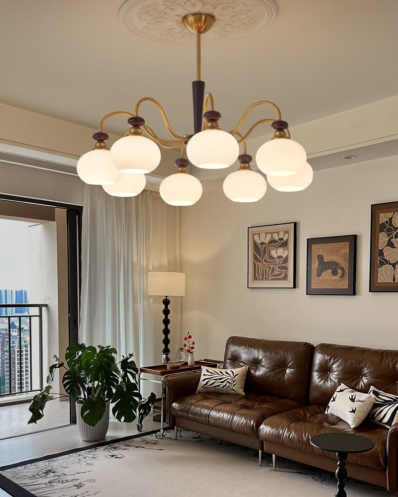 Lustre Hermine en verre et bois – vue 10