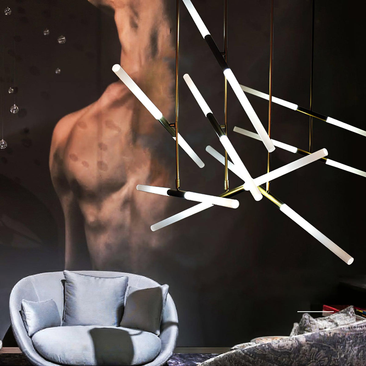 Suspension Renoncule en verre et aluminium – vue 36