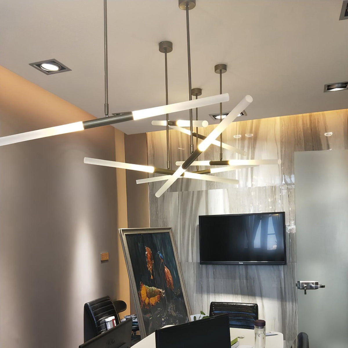 Suspension Renoncule en verre et aluminium – vue 37