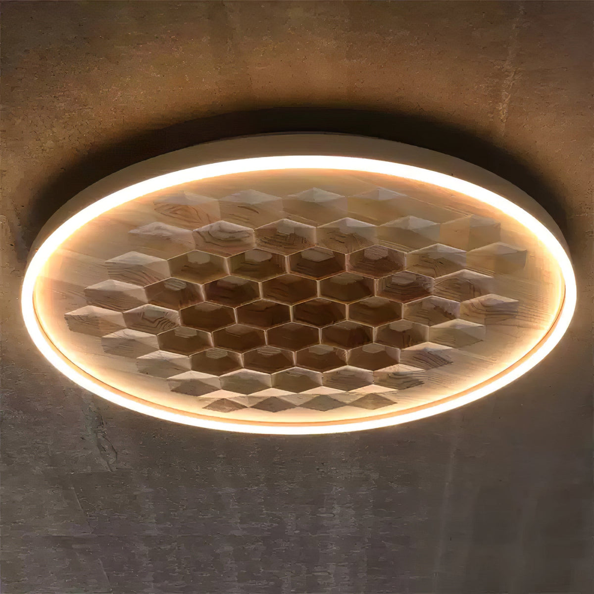 Plafonnier Bréhat en bois et métal – vue 3