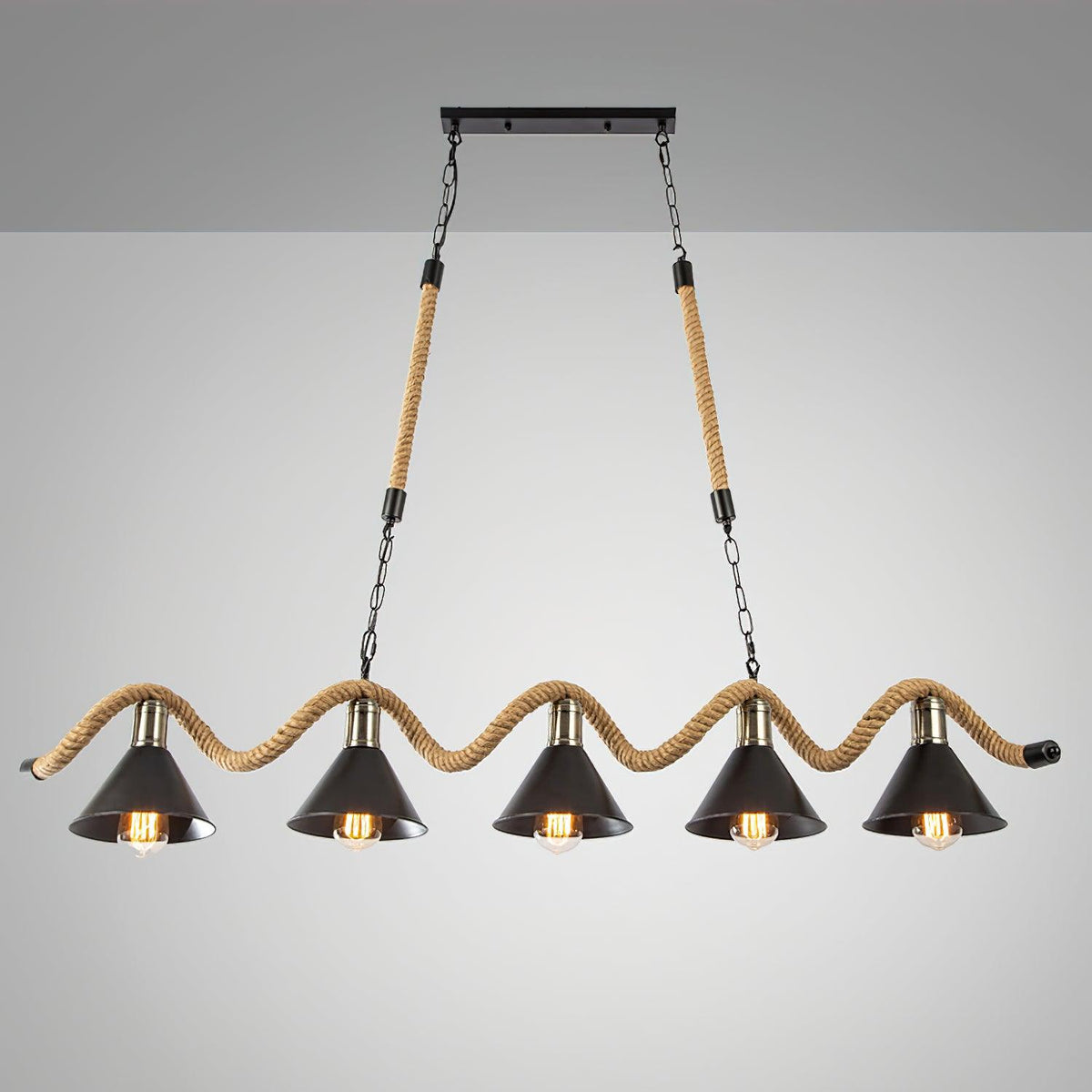 Lustre Clavecin en jute et fer – vue 5