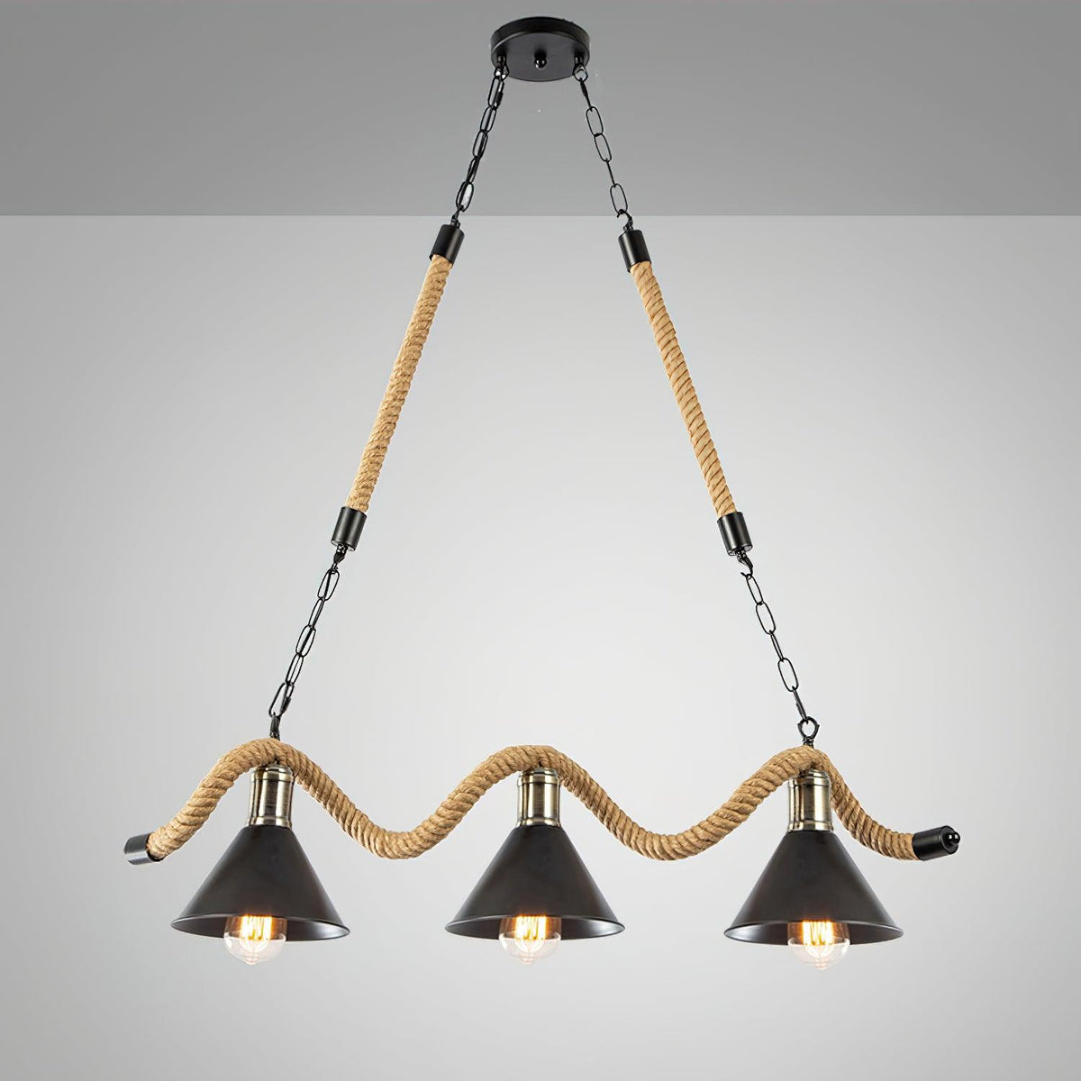 Lustre Clavecin en jute et fer – vue 20